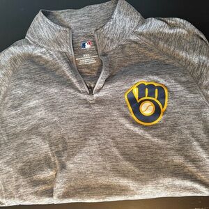 MLB Gray Quarter-Zip Sweatshirt with Yellow Logo
